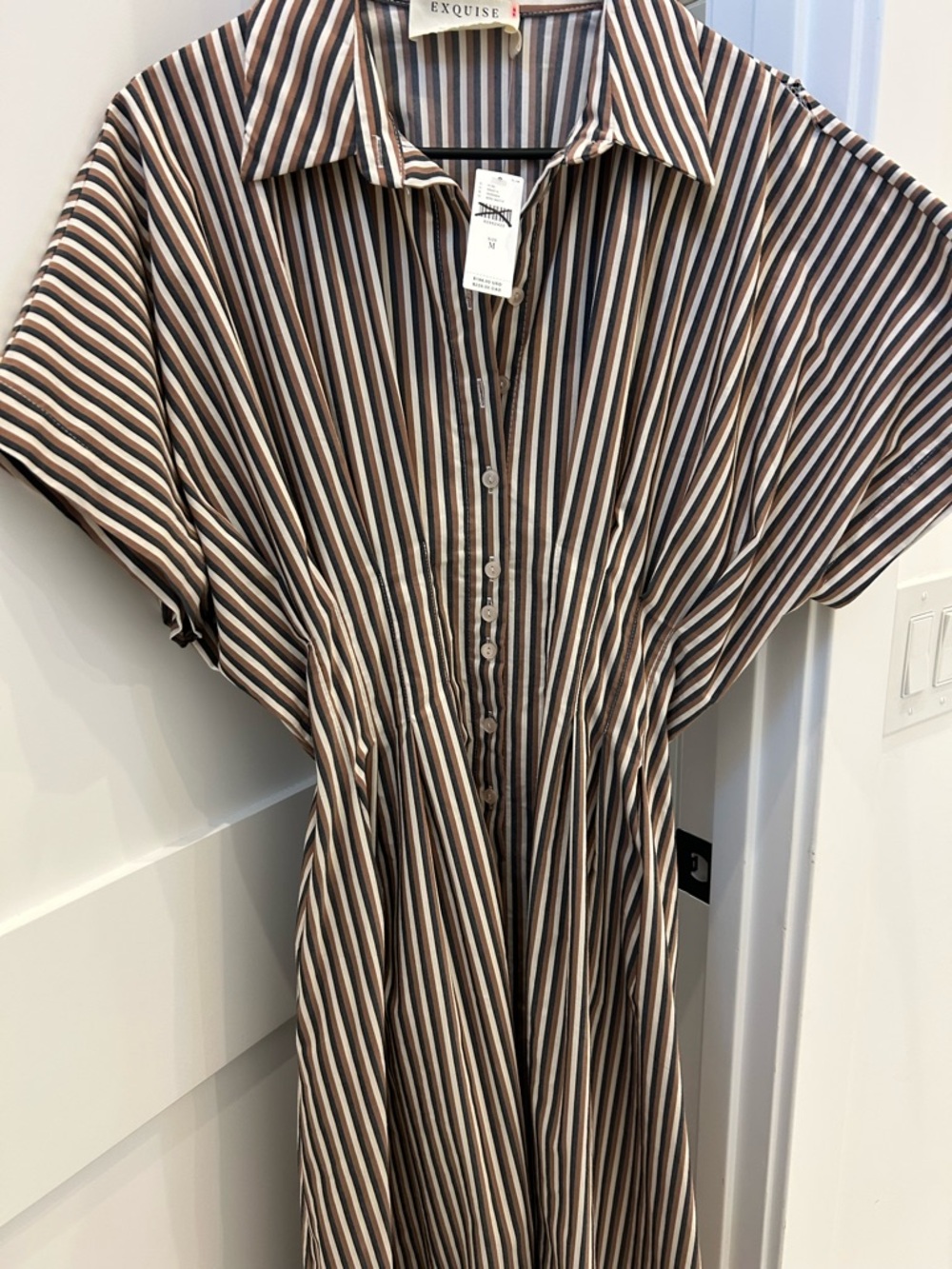 NWT Anthropologie Exquise Tobie midi dress Neutral tones size M READ - Picture 6 of 7